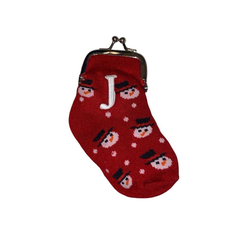 J Snowman Sock Purse Winter Christmas Xmas Toddler Girls Kids